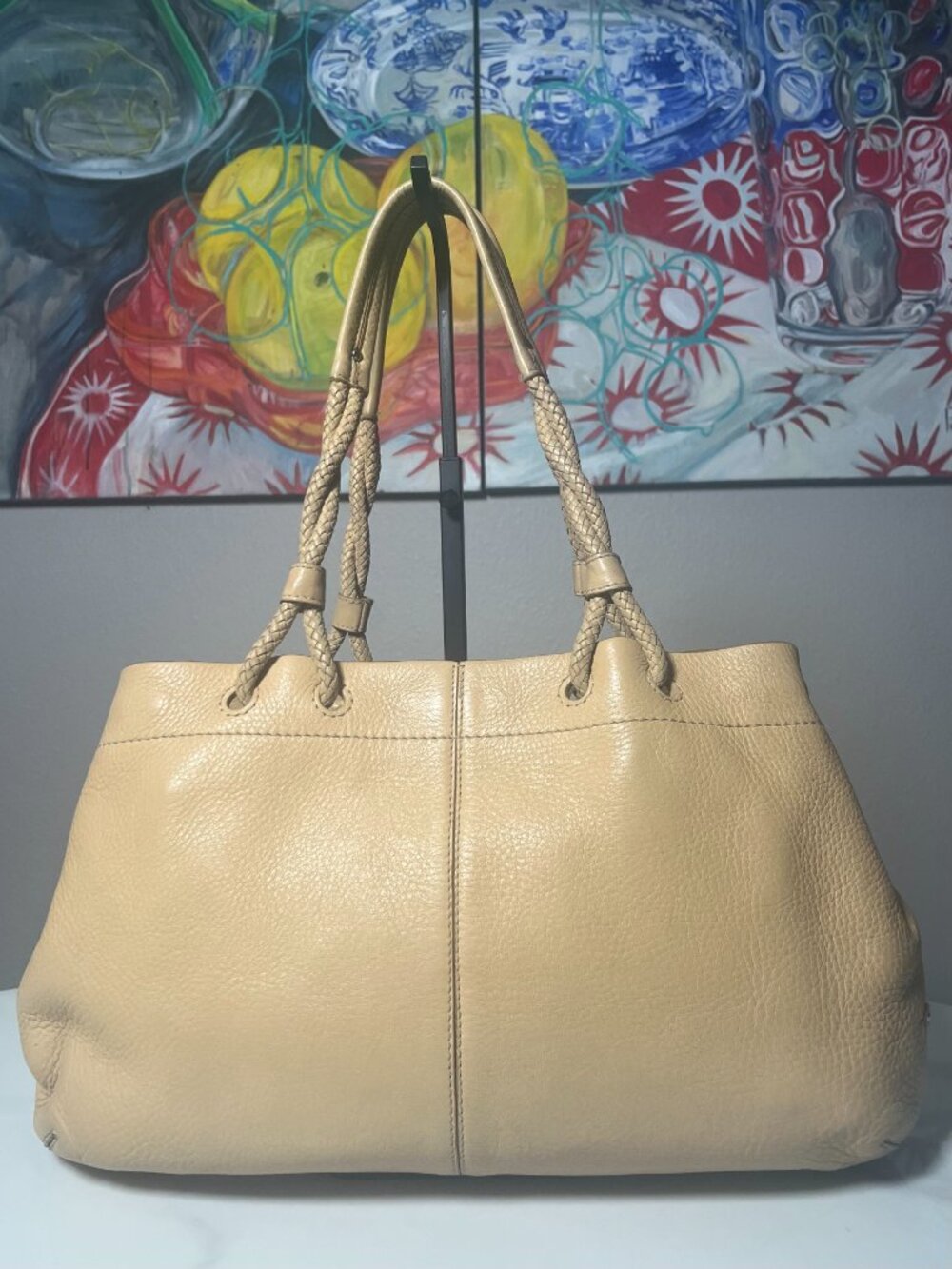 Cole Haan Village SP06 Beige Pebbled Leather Hobo Shoulder Bag Y2K - Picture 5 of 16